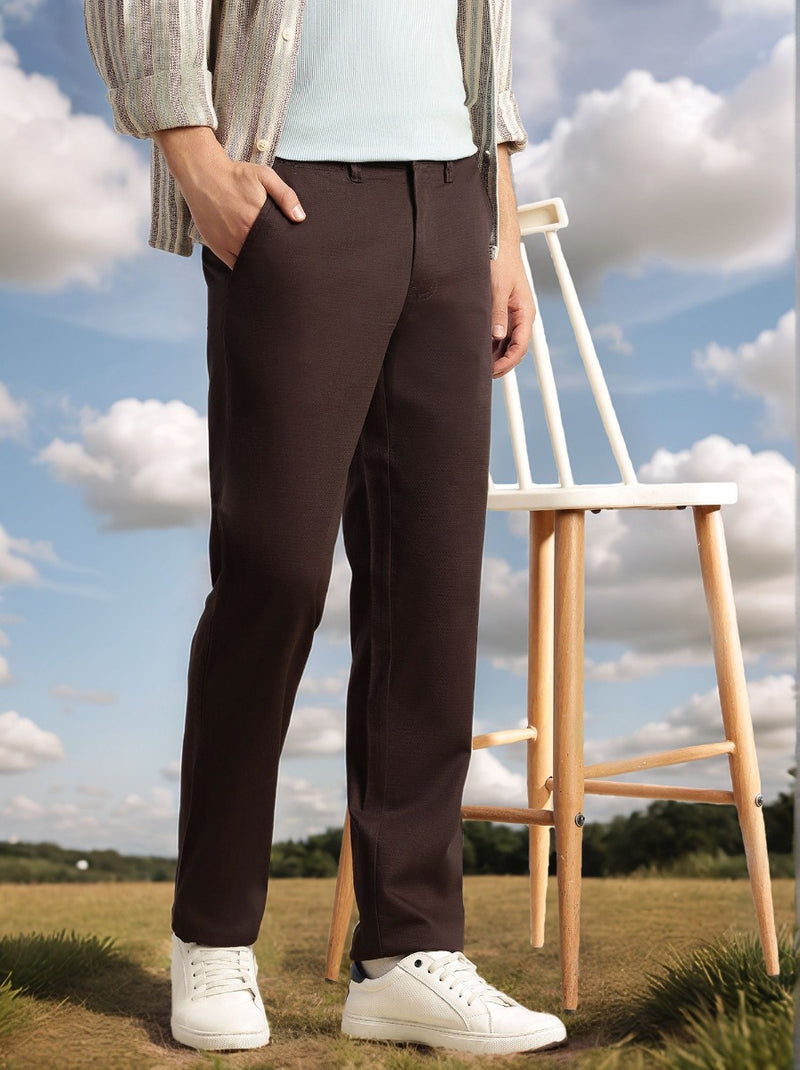 Thomas Scott Men Brown Cricket Club Collection Regular Fit Mid-Rise Solid Woven Trouser