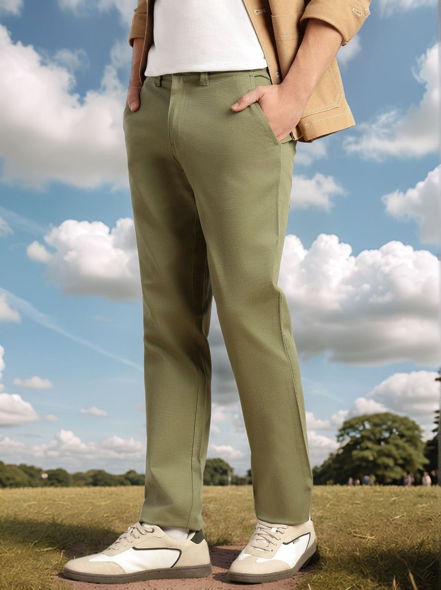 Thomas Scott Men Green Cricket Club Collection Regular Fit Mid-Rise Solid Woven Trouser