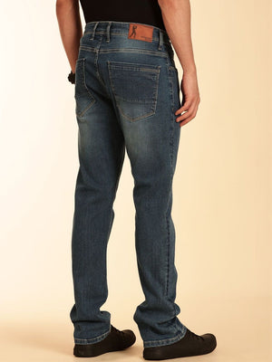 Indigo Smart Straight Fit Mid-Rise Clean Look Stretchable Jeans For Men