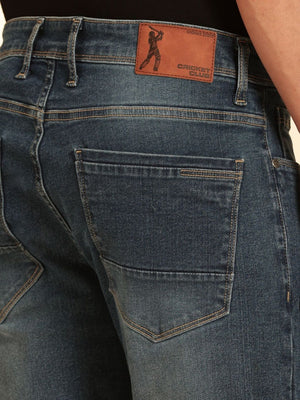 Indigo Smart Straight Fit Mid-Rise Clean Look Stretchable Jeans For Men