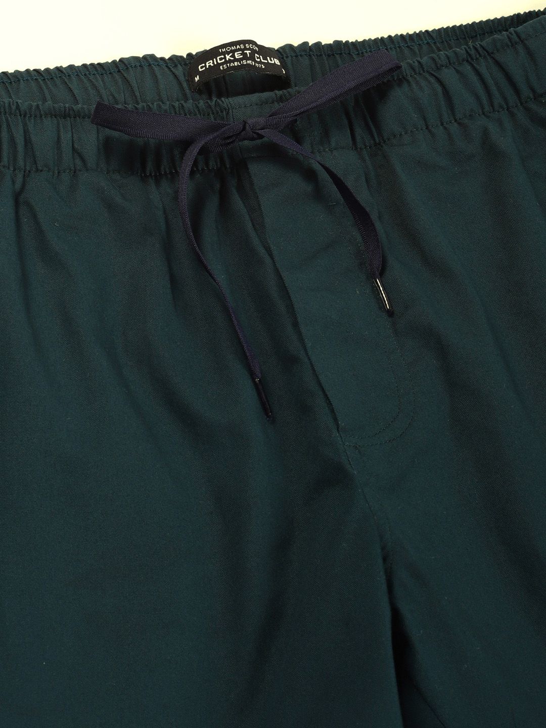 Thomas Scott Men Green Regular Fit Mid-Rise Solid Cotton Shorts