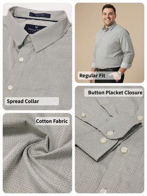 Thomas Scott Men Bottle Green Plus Size Smart Regular Fit Long Sleeves Spread Collar 100% Cotton Solid Formal Shirt