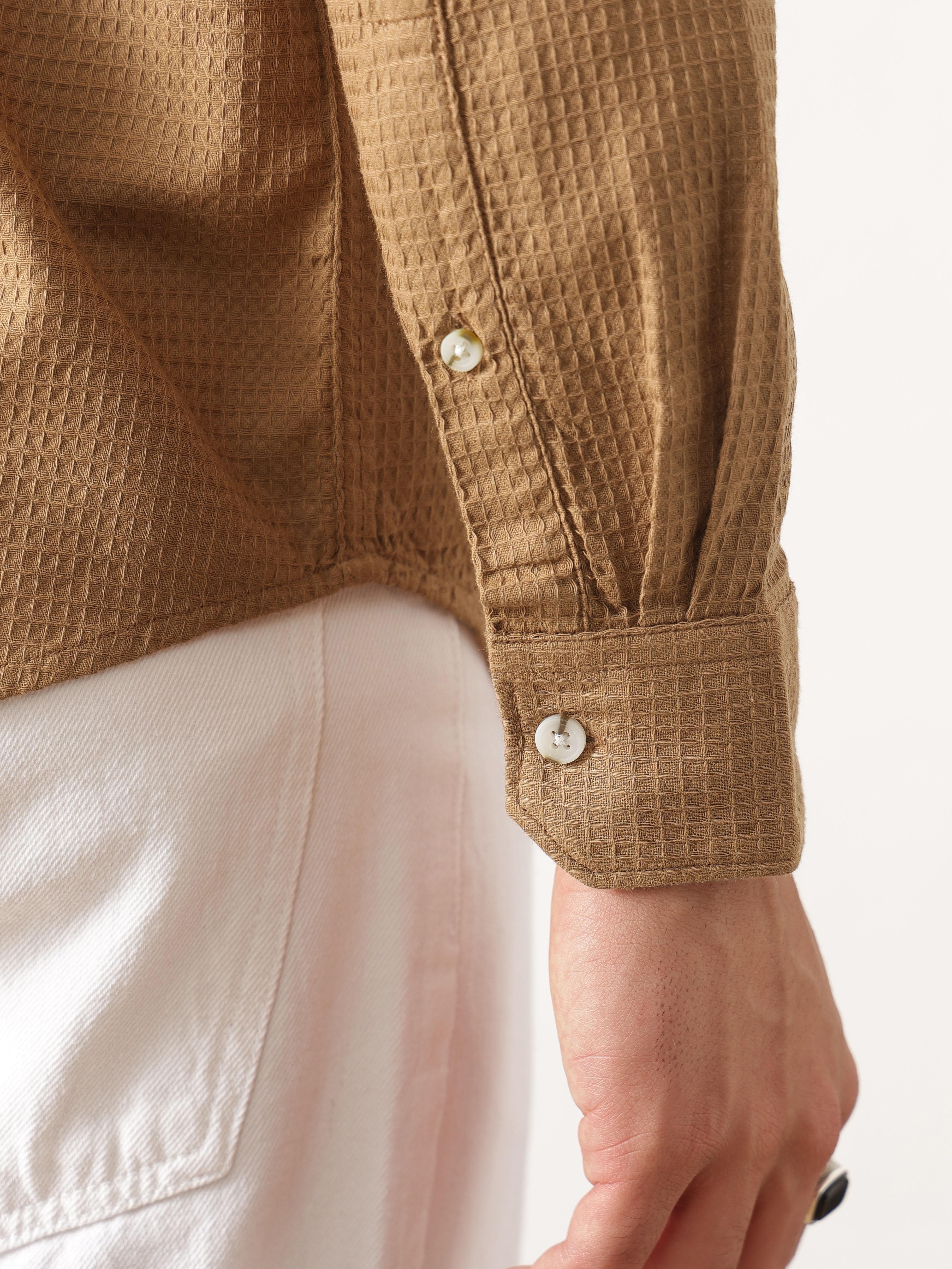 Thomas Scott Men Premium Rust Regular Fit Long Sleeves Spread Collar Textured Casual Shirt