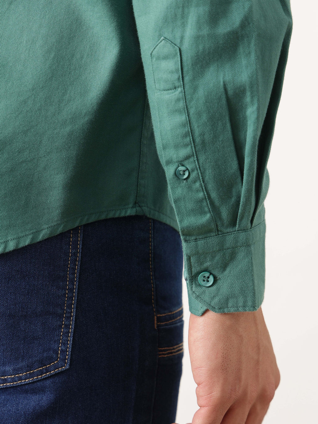 Thomas Scott Men Relaxed Olive Slim Fit Long Sleeves Spread Collar Solid Cotton Casual Shirt