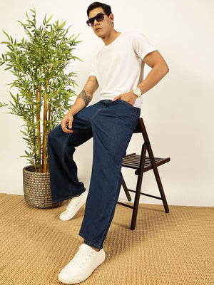 Blue Smart Bootcut Fit Clean Look Non Stretchable Jeans For Men