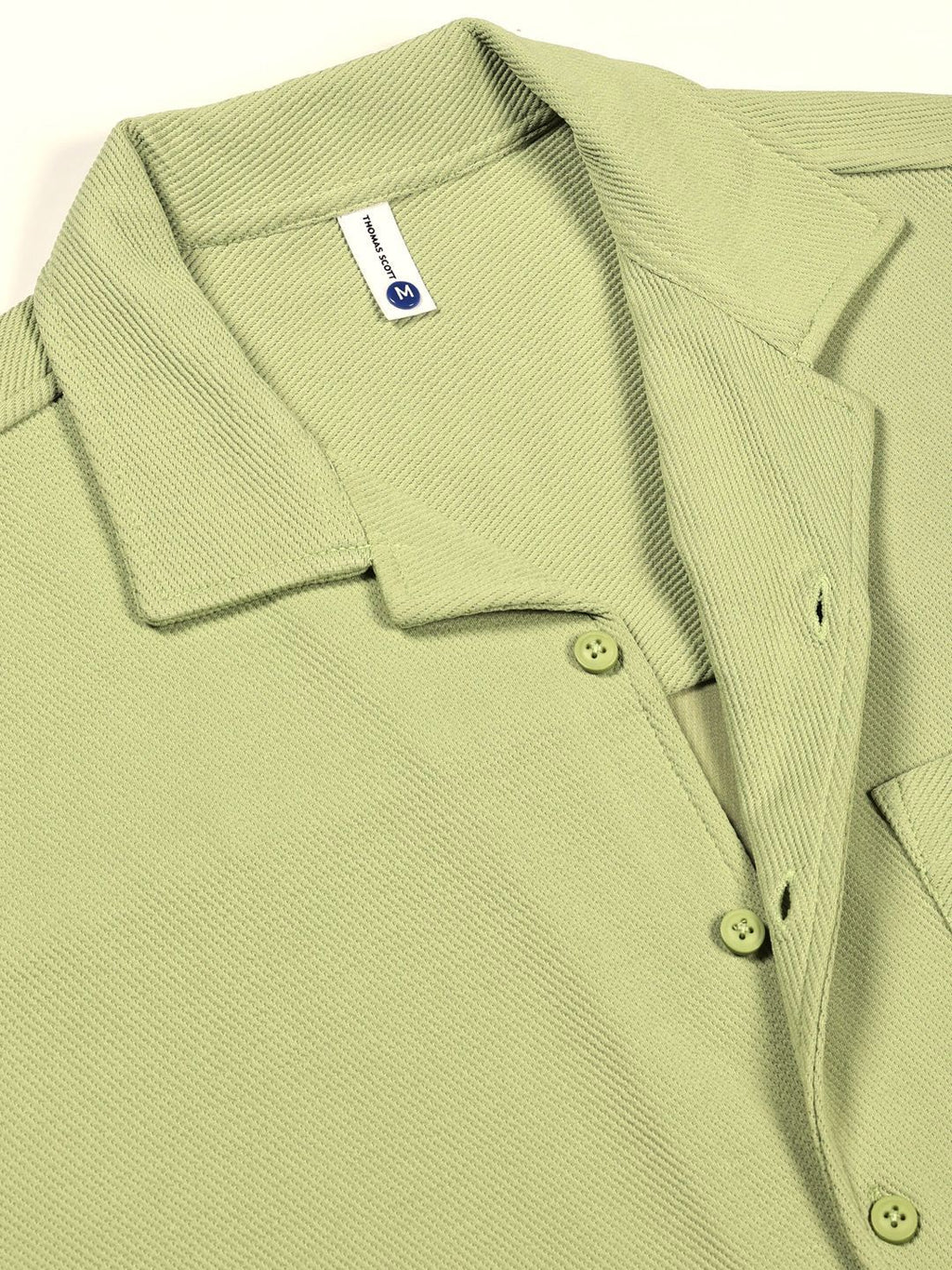 Pista Premium Short Sleeves Regular Fit Cuban Collar Textured Cotton Casual Shirt For Men