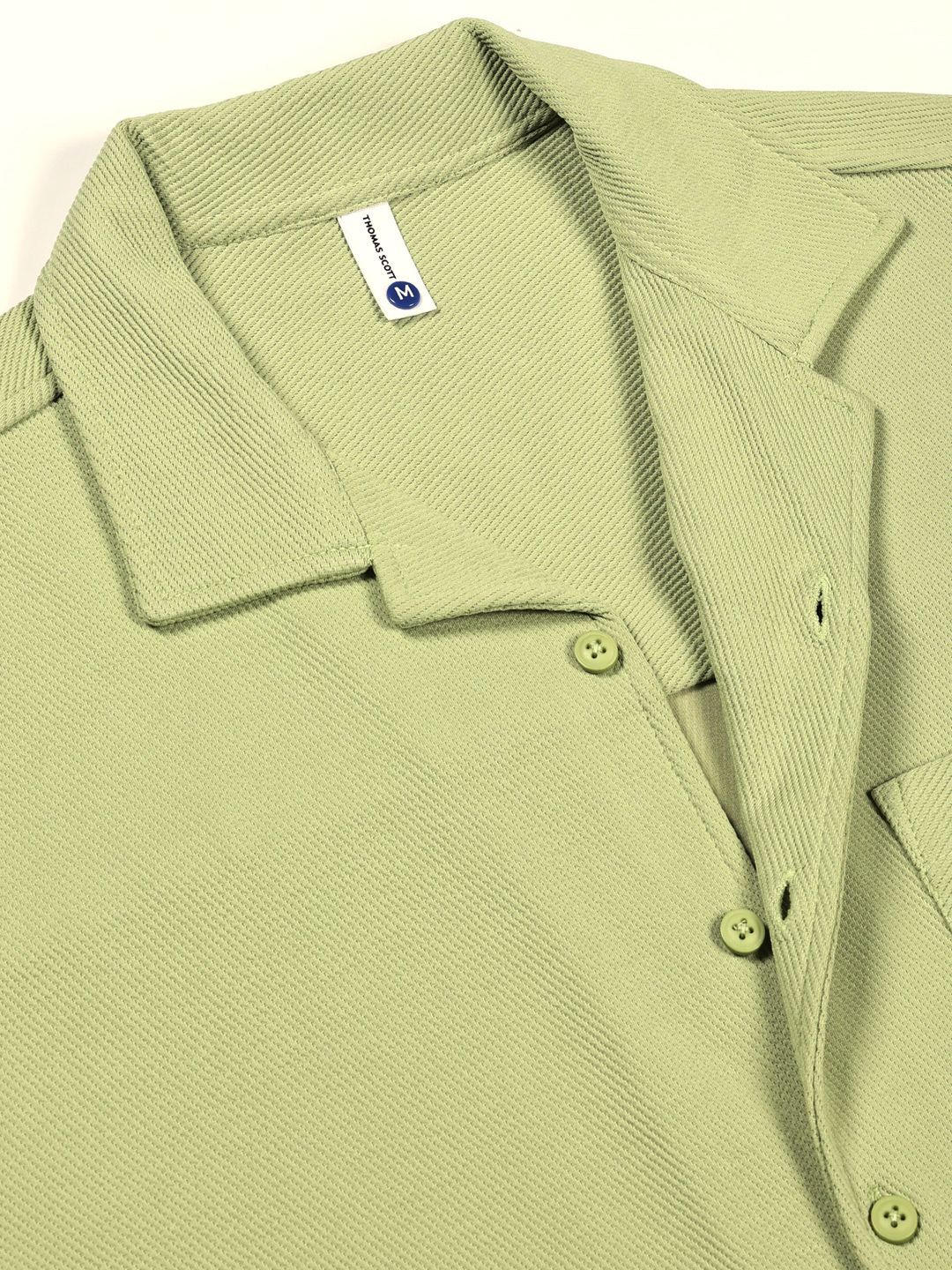 Pista Premium Short Sleeves Regular Fit Cuban Collar Textured Cotton Casual Shirt For Men