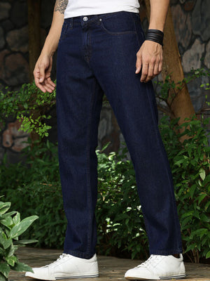 Dark Indigo Smart Relaxed Fit Mid-Rise Clean Look Non Stretchable Jeans For Men