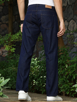 Dark Indigo Smart Relaxed Fit Mid-Rise Clean Look Non Stretchable Jeans For Men