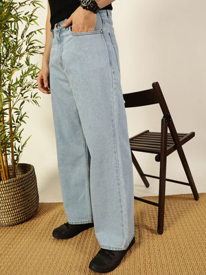 Blue Classic Bootcut Fit Clean Look Non Stretchable Jeans For Men