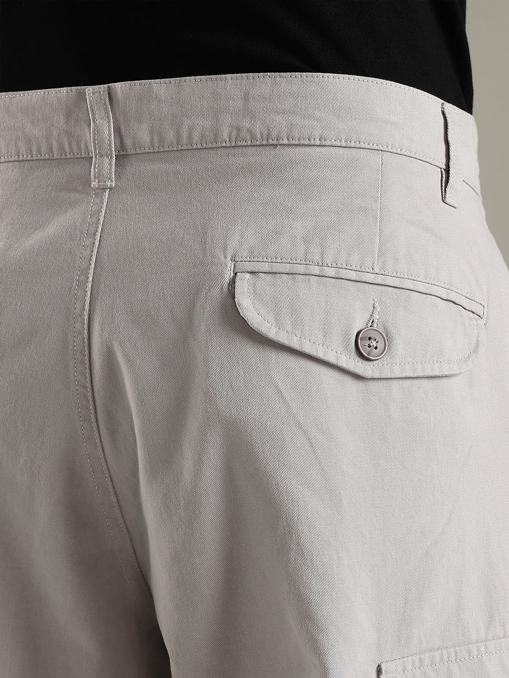 Thomas Scott Men LightGrey Mid-Rise Straight Fit Woven Cargo Trouser