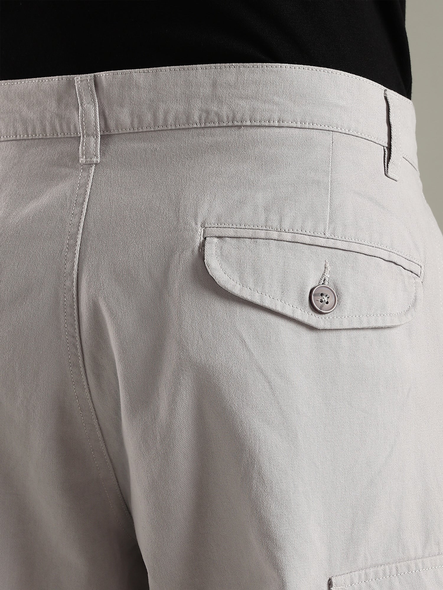 Thomas Scott Men LightGrey Mid-Rise Straight Fit Woven Cargo Trouser