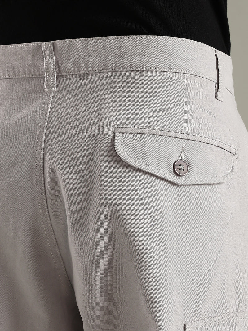 Thomas Scott Men LightGrey Mid-Rise Straight Fit Woven Cargo Trouser
