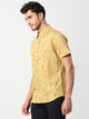 Mustard Slim Fit Printed Casual Cotton Shirt For Men