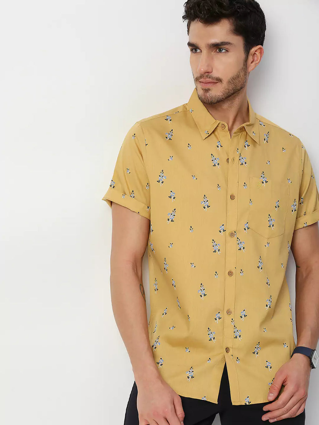Thomas Scott Men Slim Fit Printed Casual Cotton Shirt