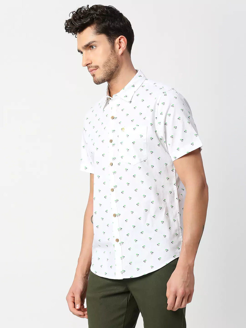 Thomas Scott Men White Slim Fit Printed Pure Cotton Casual Shirt