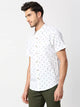 White Slim Fit Printed Pure Cotton Casual Shirt For Men