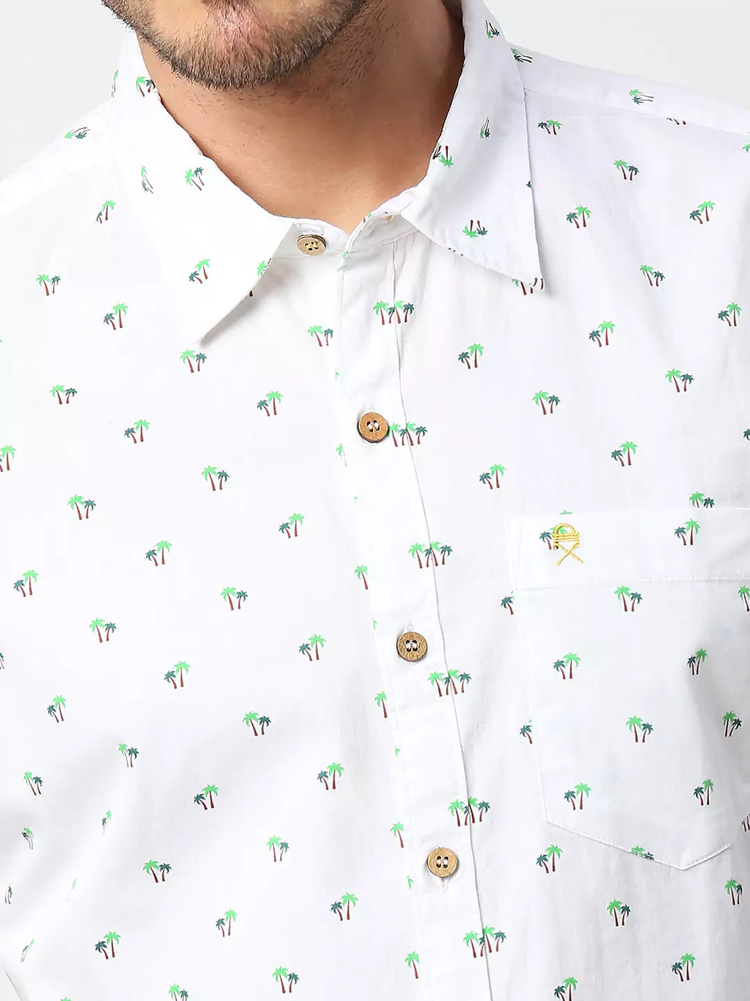 Thomas Scott Men White Slim Fit Printed Pure Cotton Casual Shirt