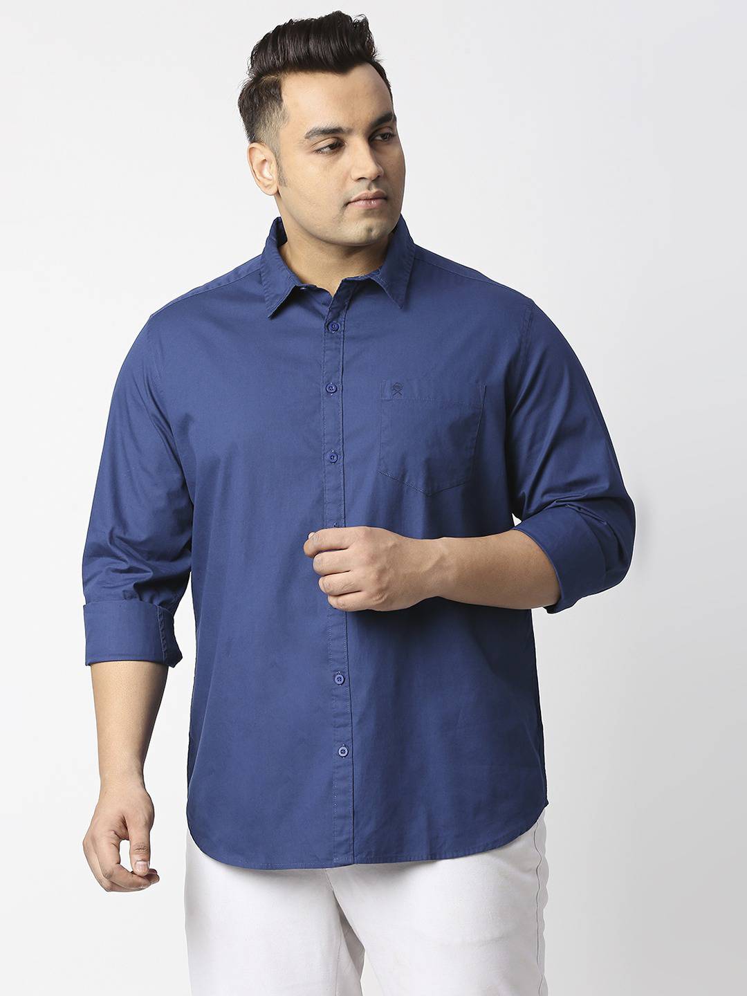 Navy blue plus size shirt best sale