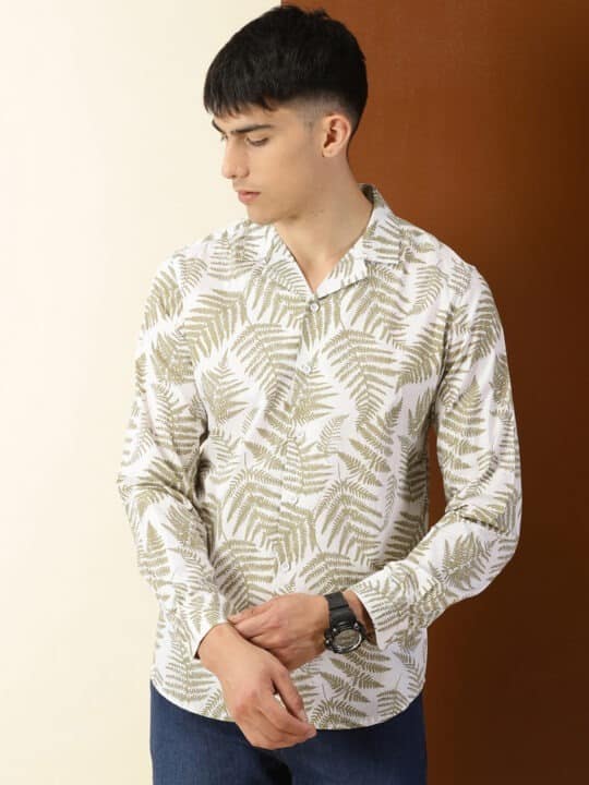 Beige Floral Printed Casual Pure Cotton Shirt - Thomas Scott | Premium ...