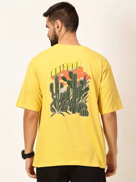 Men Yellow Graphic Print Cotton Tshirt